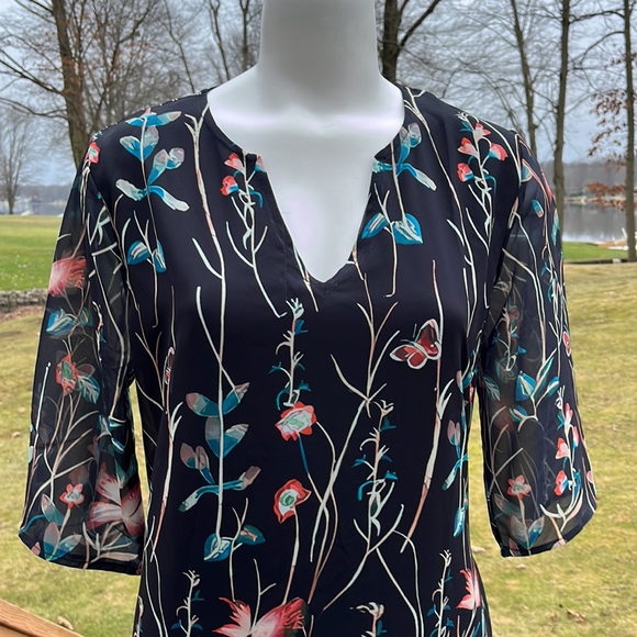 Floral & butterfly boho midi dress L - Picture 3 of 12